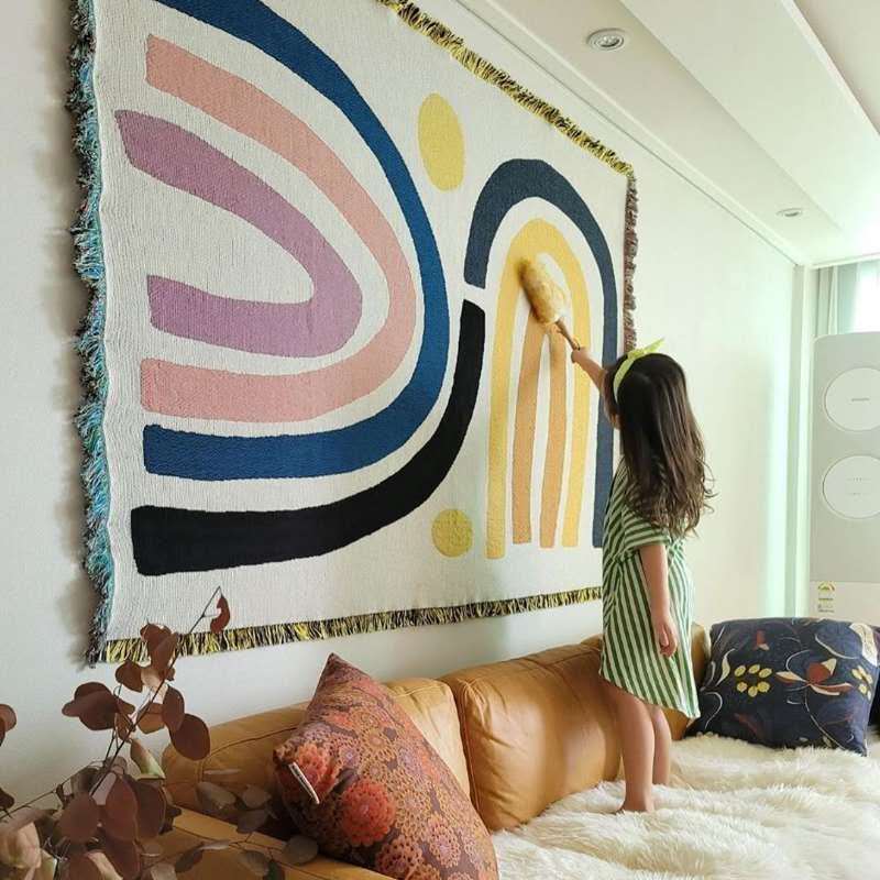Boho Throw Blanket Fringe - Coperta in cotone spesso Tessile City