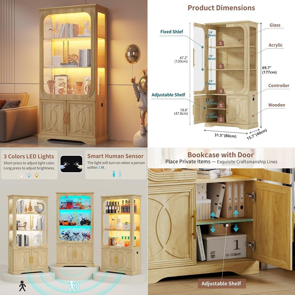 Storage & Organization - Vetrina con Porte in Vetro e