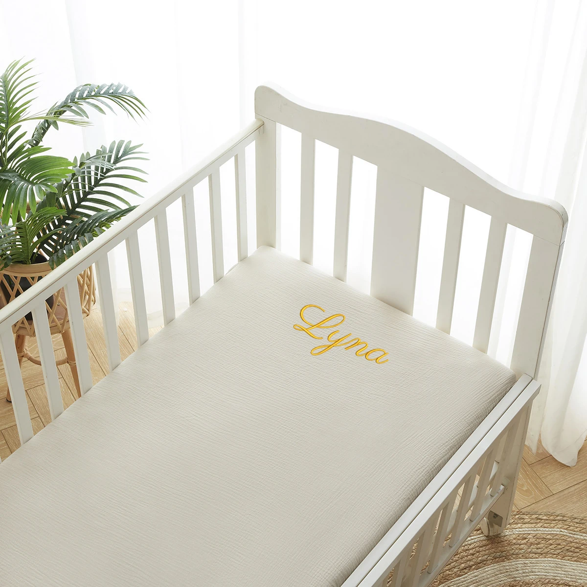 Muslin Cotton Bedspread - Lenzuola per culla in mussola ricamate