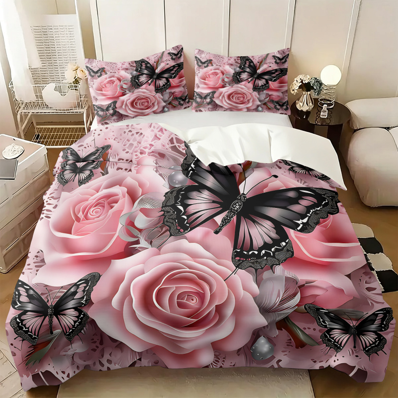 Aesthetic Floral Duvet Cover - Set Copripiumino con Stampa di Rose