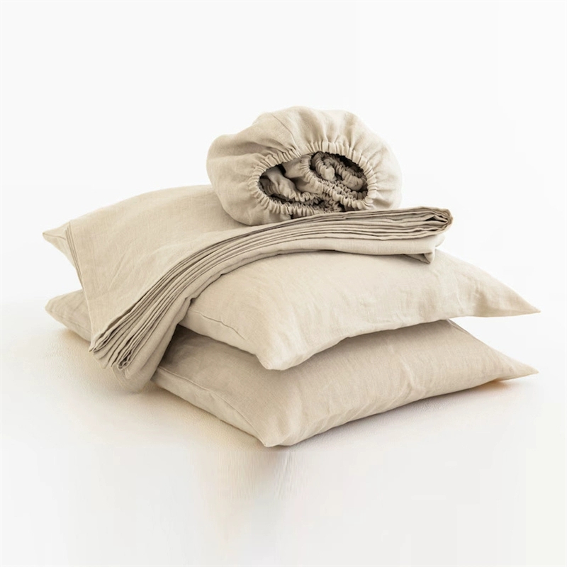 Fitted Bed Sheets Deep Pocket - Set di Lenzuola 100% Lino Morbido,