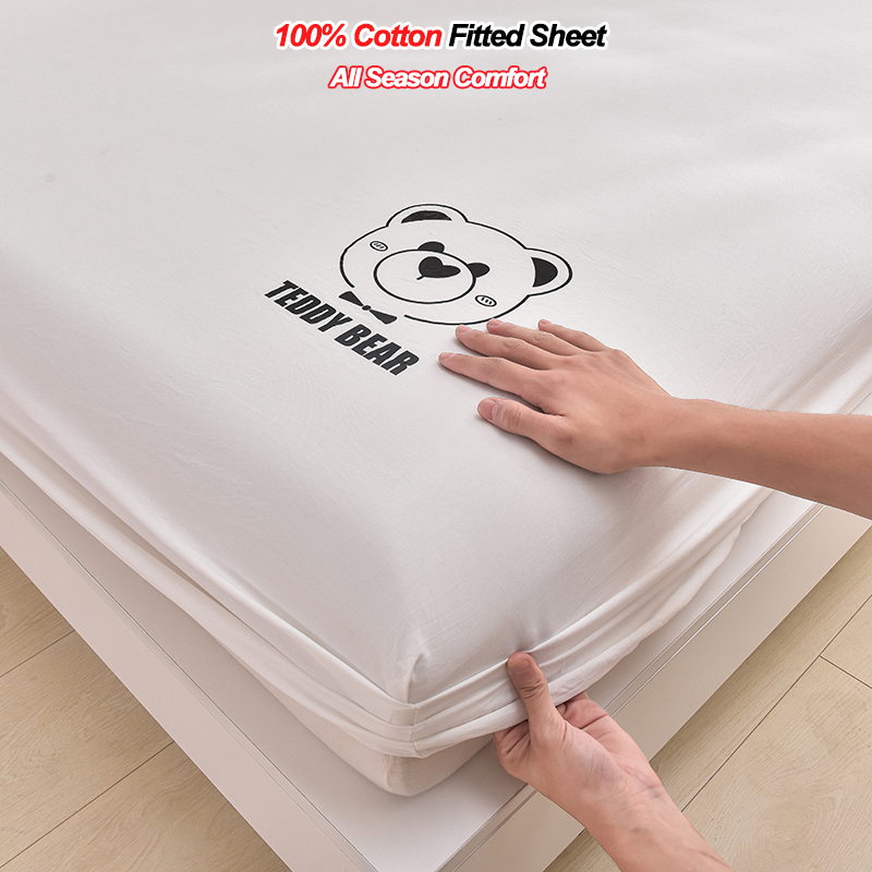 Fitted Bed Sheets Deep Pocket - Coprimaterasso 100% Cotone con Angoli Elasticizzati,