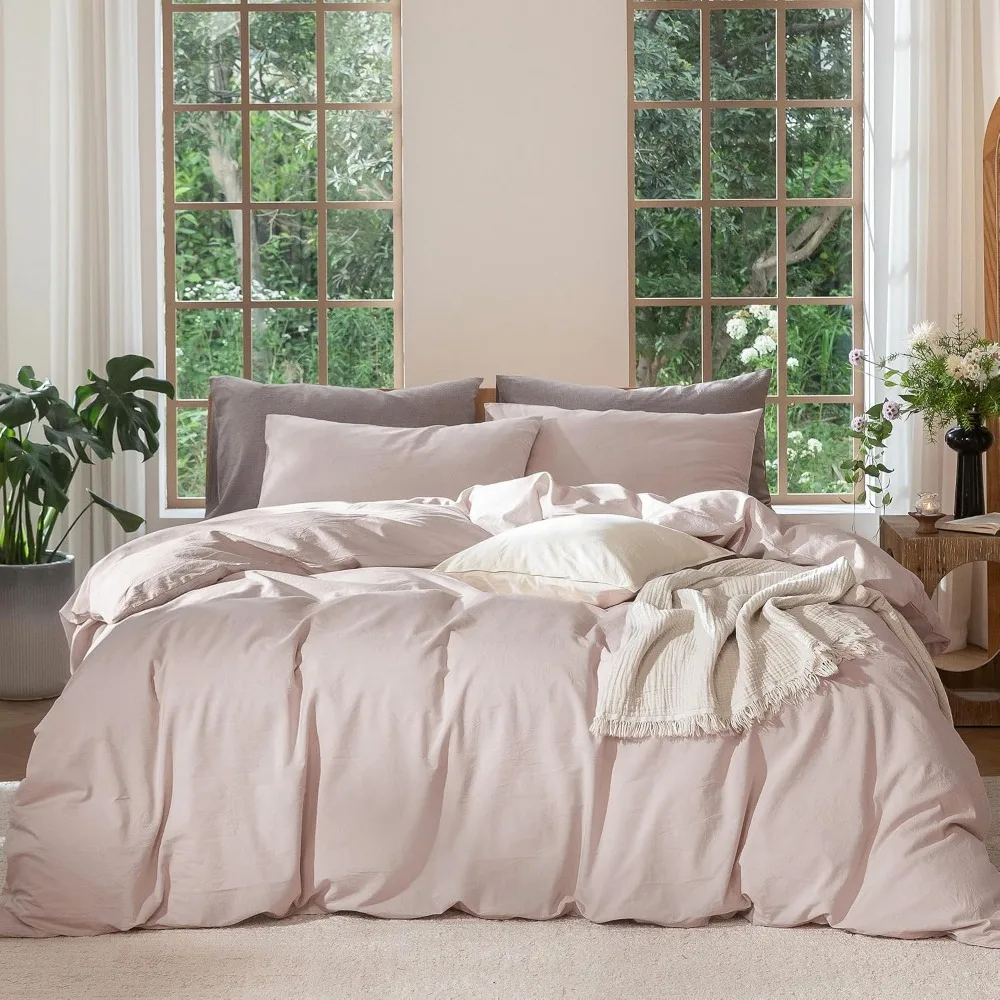 Duvet Cover Sets With Zipper - Set Copripiumino 100% Cotone Lavato Misura