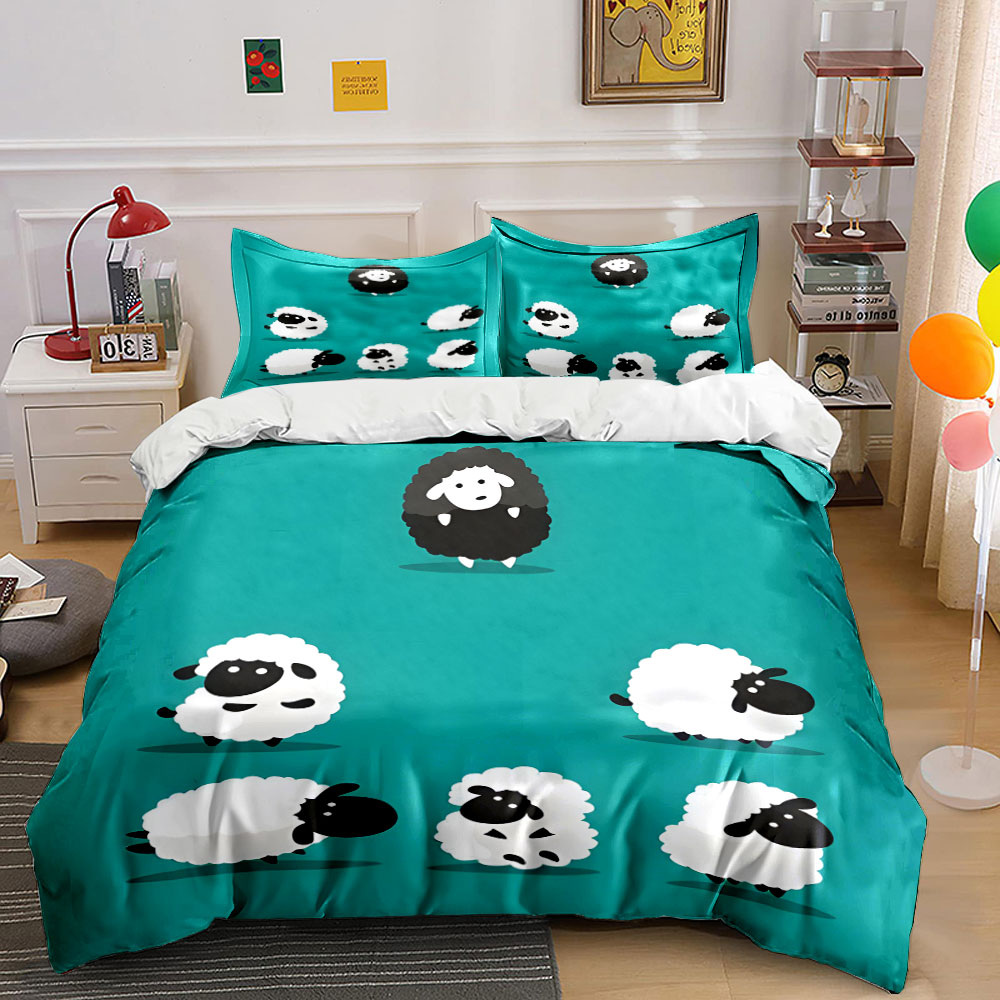 Duvet Cover Sets With Zipper - Set copripiumino con motivo pecorella e