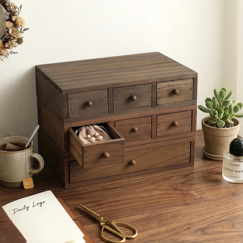 Storage & Organization - Scatola portaoggetti da scrivania in legno,