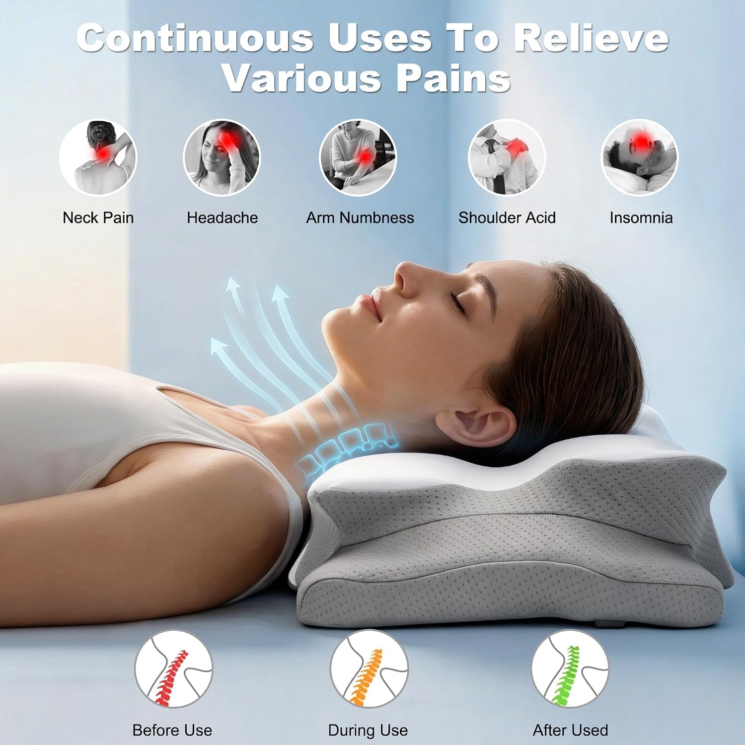 Cuscino cervicale per il solli - Memory Foam Orthopedic Pillow Neck Pain recensione e prezzo