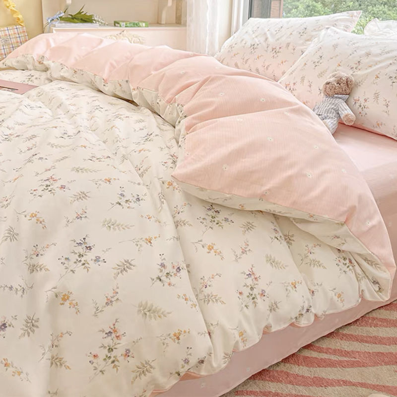 Ins Pink Flowers Bedding Set F - Aesthetic Floral Duvet Cover recensione e prezzo