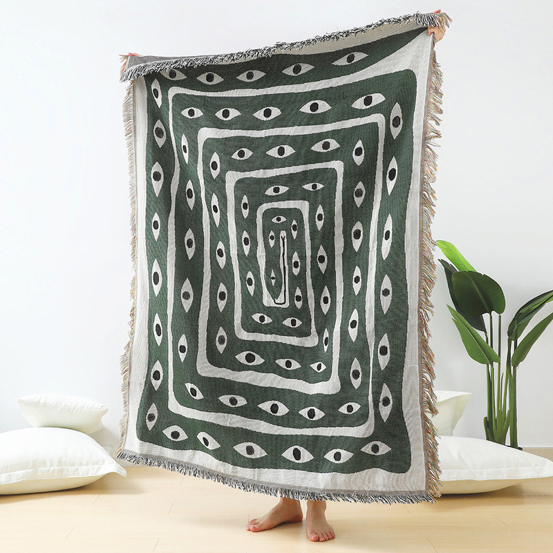Coperta Jacquard Verde e Bianc - Boho Throw Blanket Fringe recensione e prezzo